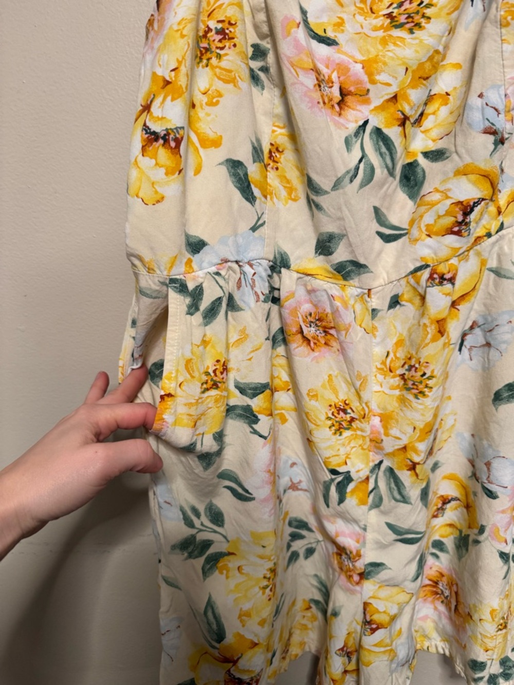 Old Navy Cream Romper with Yellow Floral Print - Picture 4 of 7